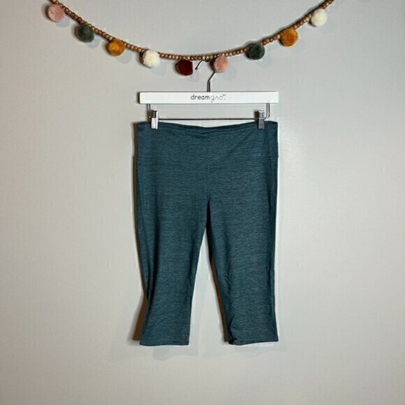 Athleta teal spacedye Chaturanga Gusset CoolMax cropped leggings - Picture 1 of 5